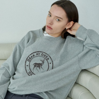 Deer stamp sweatshirt_ Grey