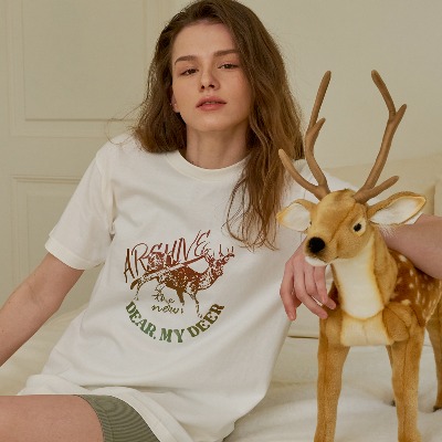 Deer gradation t-shirt _ Ivory