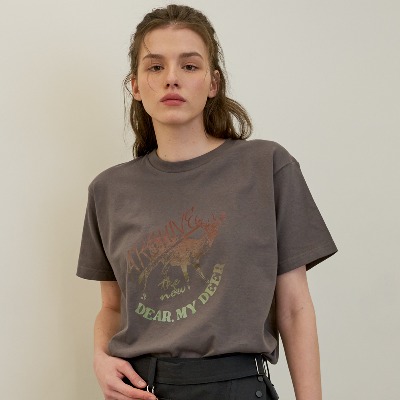 Deer gradation t-shirt _ Charcoal